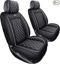 Front Seat Covers Chevy Silverado GMC Sierra 2007-2026 1500 2500HD 3500HD | Aierxuan 2 Seat Protectors Custom Fit Truck Pickup Trail Boss Z71 Crew Double Extended Cab Waterproof Leather Black-White by Aierxuan