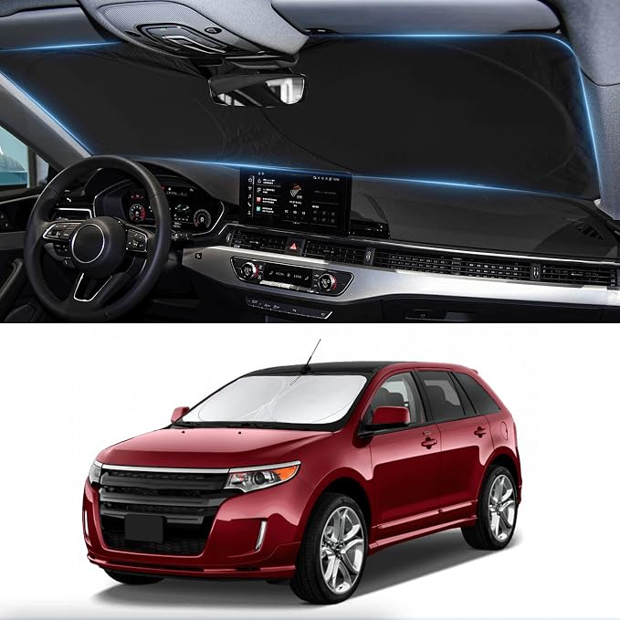 Windshield Sun Shade for Ford Edge 2007-2012 2013 2014 Sunshade Window | Sun Visor Protector Foldable Block UV Rays Accessories Windshield Cover Keep Your Car Cooler by BOODANCARS