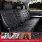 FREESOO Custom Leather for Toyota Tundra Seat Covers 2014-2021 Crewmax Cab | Custom Fit, Full Set, 60/40 Split Bench, Waterproof Faux Leather, for Truck Toyota Tundra Accessories, Black - Image 7