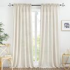 RYB HOME Linen Sheer Curtains 2 Panels for Living Room, Semi Transparent Privacy Drapes with Rod Pocket Farmhouse Style Window Treatments for Bedroom, Linen, 70" W x 84" L by RYBHOME