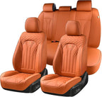 Car Seat Covers Full Set Orange Seat Cover Front Seats and Back Leather Seat Covers for Cars Waterproof Car Seat Cushion Universal Car Seat Protector Fit for Most Cars Trucks SUVs by FLORICH
