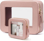 Clear Makeup Bag with Mini Cosmetic Bags,Travel Toiletry Bags for Women,Portable Cosmetic Bags Case, Transparent Waterproof Cosmetic Organizer Storage Bags for Women Men by FASAOH