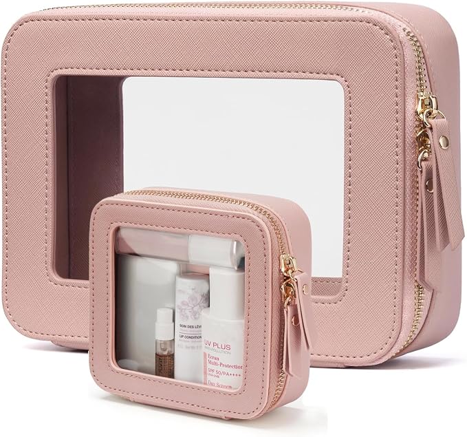 Clear Makeup Bag with Mini Cosmetic Bags,Travel Toiletry Bags for Women,Portable Cosmetic Bags Case, Transparent Waterproof Cosmetic Organizer Storage Bags for Women Men by FASAOH