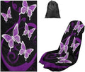 Purple Butterfly Car Seat Towel for Front Seat Only with Storage Bag Neon Butterfly Car Interior Accessories for Women Sweat Auto Interior Seat Protector Yoga Running Swimming Hiking Towels by YMPUDXFI