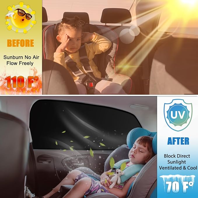 XCBYT Magnetic Car Side Window Shades, 100% Blackout Privacy Curtains | Blackout privacy for camping, naps & work. Keeps your car cool. Fits steel frames only, measure first - Image 2