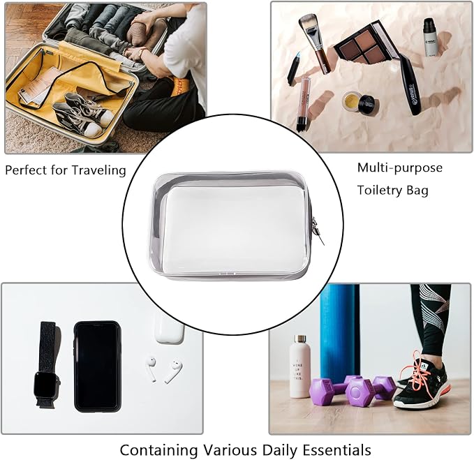 Buminee Clear Pouch Small, 6.6"x2.3"x4.7" TSA Approved Toiletry Bag, Travel Bags for Toiletries, Cosmetic Bag for Women and Men - 1 Pack Black - Image 3