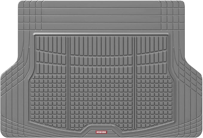 Motor Trend FlexTough Rear Cargo Mat – Heavy-Duty Trimmable Car Trunk Mat for Back of SUV, Universal Rear Cargo Liner for SUV, Flexible Trunk Liner, Automotive Floor Mats & Cargo Liners (Gray) by MotorTrend
