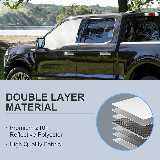 Front Side Window Sun Shade for 2010-2025 Dodge RAM 2500 3500 QuadCab CrewCab MegaCab 4Door, Foldable Window Sunshade Sun Visor Protector, Side Window Shades Blocks UV Rays Heat, Pack of 2 - Image 5
