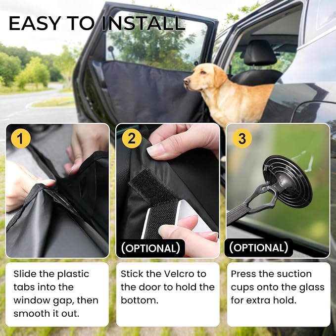Dog Car Door Protector - Universal Fit for SUV/Sedan/Truck, Black | Waterproof, Odorless Material, Protects Vehicle Doors from Scratching, Drool & Dirt - Image 6