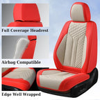 Coverado Leather Car Seat Covers Full Set, 5 Seats Seat Covers for Cars, Waterproof Car Seat Cushions, Front and Rear Seat Protectors Universal Fit Most Vehicles (Red&Beige) - Image 5