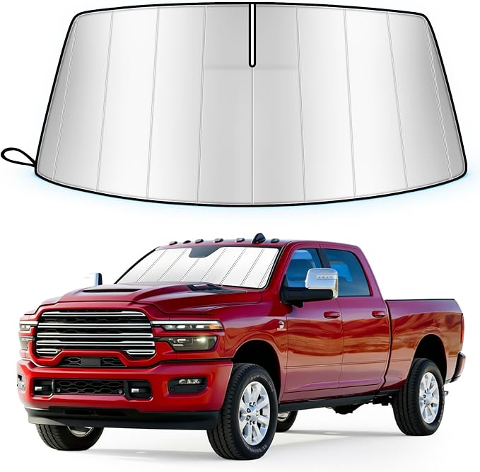 Windshield Sun Shade for Dodge Ram 2500/3500 2019-2026 Foldable | Custom Fit, Accordion Folding Design, Car Front Window Sunshade, Sunshield Sun Visor Protector, Blocks UV, Car Accessories by Unknown