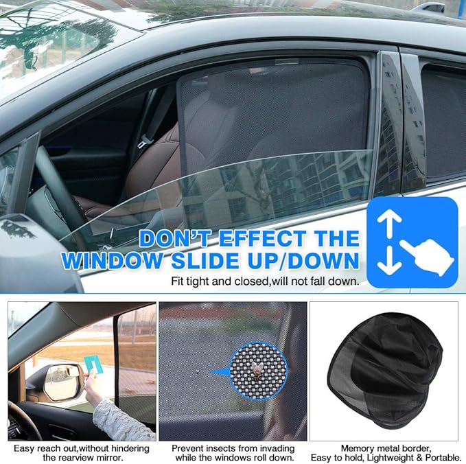 Powerty Custom Fit for Side Window Shade Toyota RAV4 2019-2024 2025-6 Pack 100% Light Block Car Priavcy Curtains Shades for Baby, Camping, Napping, Sleeping - Image 4