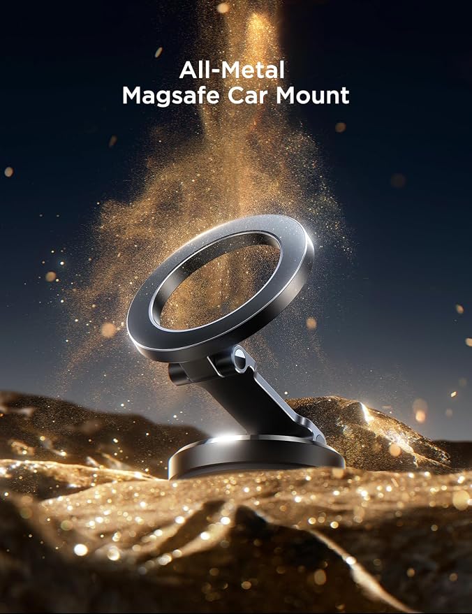 All-Metal MagSafe Car Mount, 360° Rotation Base Magnetic Phone Holder | Strong Magnets Car Phone Holder for Car Dash, Car Accessories for Women Men, Car Mount for iPhone 17 Pro Max Air 16 15 14 13 - Image 8
