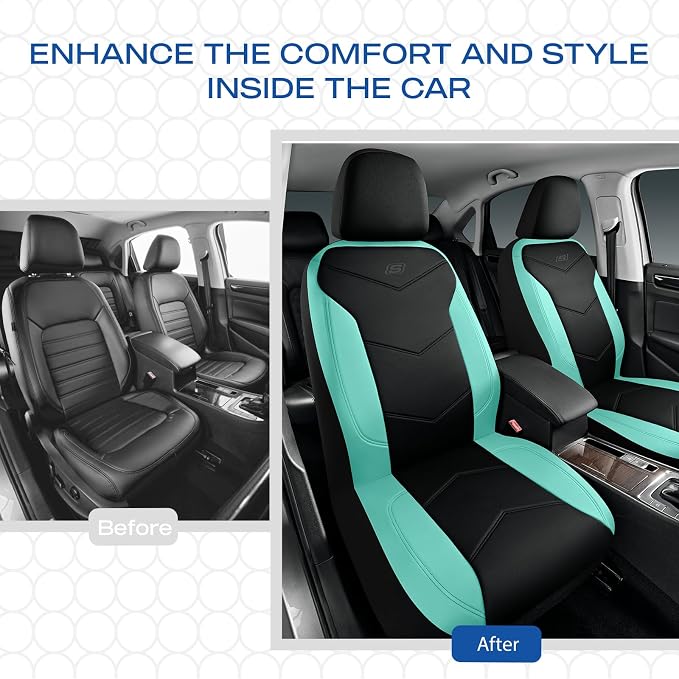 Skechers Memory Foam Seat Covers,Leather Car Seat Covers, Ultimate Comfort & Support Front Seat Covers Airbag Compatible, Automotive Universal Fit Most for SUVs, Vans, Sedans, Cars, Trucks,Mint - Image 6