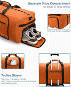 120L Foldable Waterproof Travel Duffel Bag for Men and Women with Shoe Compartment (Orange, EXTRA LARGE, 120L) - Image 4