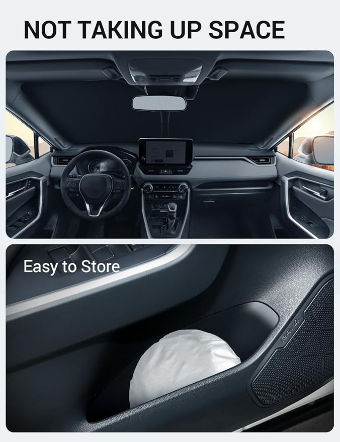 Proadsy Custom Fit 2022-2026 Honda HR-V Windshield Sun Shade, Blocks Heat | 240T Heat Shield, Drops Temp 54°F, Blocks 99% UV, Prevents Dashboard Cracking, Summer Parking & Beach Trips, Easy Twist-Fold - Image 9