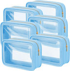 Hsei 6 Pcs Clear Makeup Bags Diaper Bag Organizer Travel Toiletry Bags with Zipper Clear Cosmetic Organizer Car Storage Pouch Bridesmaid Gift for Women Beach Vacation (Blue) by Hsei