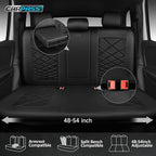 CAR PASS Luxury Nappa Leather Back Seat Covers, Piping Water Resistant Premium Perforated Leather Rear Bench Seat Covers, Breathable Backseat Cover Universal Fit for Most Sedan SUV Van Truck, Black - Image 2