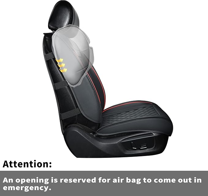 Car Seat Covers Full Set,Universal Fit for Most Cars,SUV,Sedans and Pick-up Trucks,Automotive Vehicle Faux Leather Cushion Covers for 5 Passenger Cars(Full Set,Black/Red) - Image 7