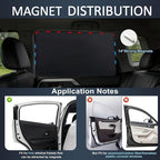 XCBYT Blackout Magnetic Car Window Shades for Rear Windows, 2 Pack | UV & Heat Protection, Magnetic Sun Shades for Baby Sleep, Privacy Nursing Covers, Fits steel frames only, measure first - Image 5