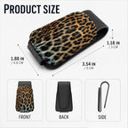 Leather Magnetic Sunglass Holder for Car Sun Visor, Cute Eyeglass Ticket Card Hanger Clip, Universal Auto Interior Accessories for SUV Pickup Truck, Classic Leopard - Image 3