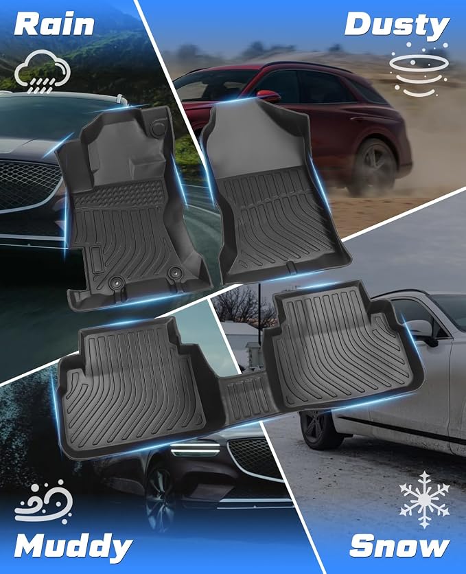 Sunsdrew Floor Mats for 2018-2023 Subaru Crosstrek / 2017-2023 Impreza | Front Rear 2 Rows Car Mats Accessories, All Weather Protection, TPE Rubber, Raised Edge - Image 3