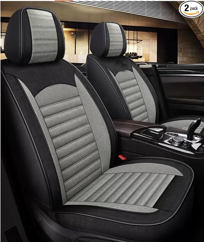 Custom Car Seat Covers Fit for Wrangler JL JK Rubicon Sahara Grand Cherokee L Cherokee Compass Renegade Gladiator Wagoneer Liberty Commander Grand Cherokee SRT (Black Gray (Linen)) by AiducreaonPersonalizedcustom