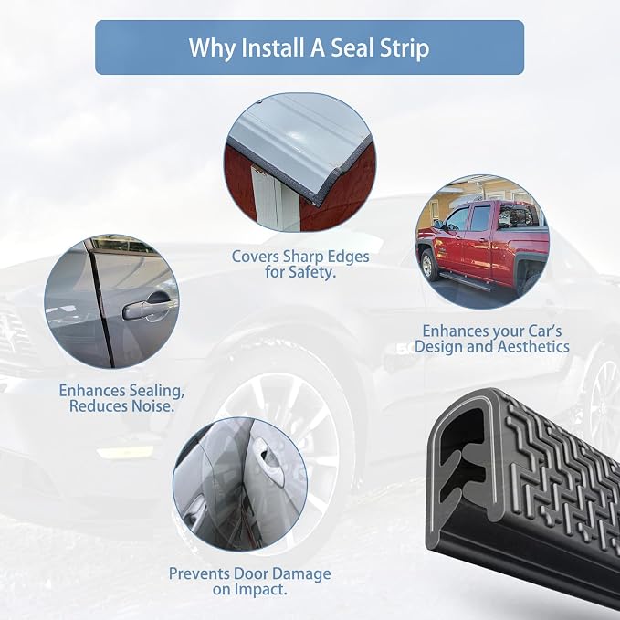 Winfort 33FT(10M) Car Door Edge Guards, No-Glue Rubber Edge Trim (White) | Car door edge protector with U-shaped steel clips for most cars, SUVs and trucks; helps guard paint from chips and scratches - Image 3
