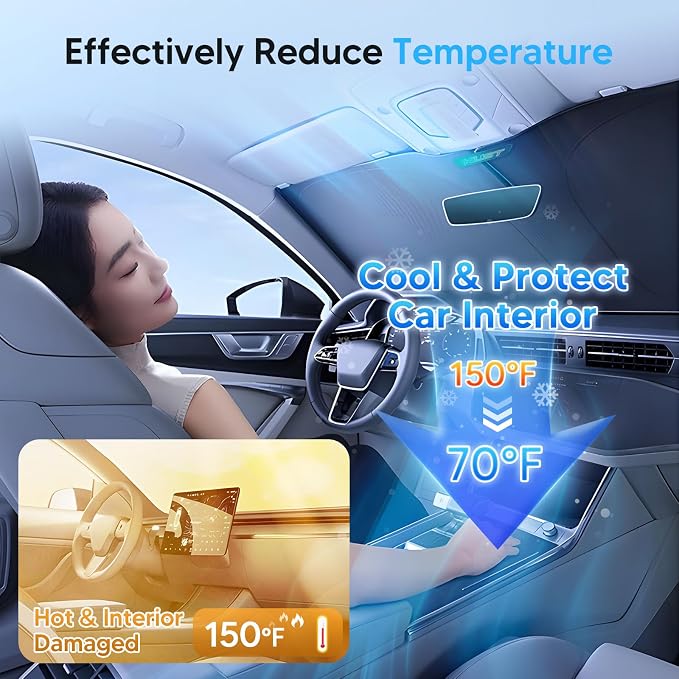 KUST Windshield Sun Shade for Ford Expedition SUV Accessories 2018-2024 2025 Window Sunshade Sun Visor Protector Foldable Blocks UV Rays Keep Your Car Cooler - Image 3