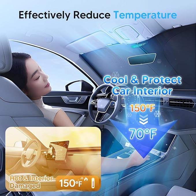 KUST Windshield Sun Shade for Lexus RC Coupe 2015-2020 2021 2022 2023 2024 2025 Window Accessories Sunshade Sun Visor Protector Foldable Block UV Rays - Image 3