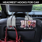 Leather Car Purse Hook for Headrest, 2 Pack (Grey-Black) | Twin Hooks Headrest Hangers, 2/4 Pack, No-Slip, Scratch-Proof, Holds Purses, Backpacks, Grocery Bags, Car Organizer Gift - Image 3