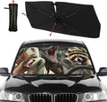 Funny Dinosaur Car Sunshade Umbrella for Windshield Foldable Raccoon Driving Car Sun Shade Cover with Bendable Handle Block UV Rays Sun Visor Protector Keep Vehicle Cool 57"x30" by DOPINDU