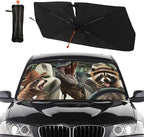 Funny Dinosaur Car Sunshade Umbrella for Windshield Foldable Raccoon Driving Car Sun Shade Cover with Bendable Handle Block UV Rays Sun Visor Protector Keep Vehicle Cool 57"x30" by DOPINDU