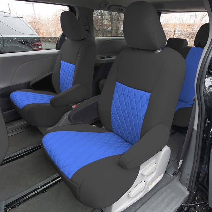 FH Group Custom Fit Car Seat Covers Specifically Made for 2011-2020 Toyota Sienna 7 Seater with Ultraflex Neoprene Water Resistant Automotive Seat Covers - 2nd Row Blue - Image 4
