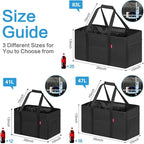 LHZK 2 Pack Extra Large Utility Tote Bag with Metal Wire Frame and the Sides Rinforced, Extra Large Tote Bag with Handle, Reusable Grocery Bags Foldable, Beach Bag, Car Tote (Black, 26''x15''x13'') - Image 4