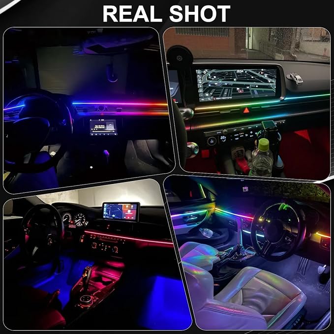 Interior Car LED Strip Lights,Acrylic LED Lights for Car with Dynamic Dreamcolor Chasing,175 inches 10 in 1 RGB Neon Strip Fiber Optic Ambient Lighting Kits with Remote APP,for Inside car Decorations - Image 7