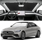 Windshield Sun Shade for Mercedes-Benz C-Class 2015-2026 | Blocks UV Rays and Sun Heat, Helps Reduce Interior Temperature, Protects Dashboard from Fading, Folds Easily for Storage by SLOGENTO