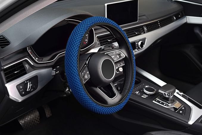 KAFEEK Elastic Stretch Steering Wheel Cover, Universal 15 Inch, Light Blue | Breathable Ice Silk Microfiber, Non-Slip Car Grip, Warm in Winter and Cool in Summer, Odorless - Image 7