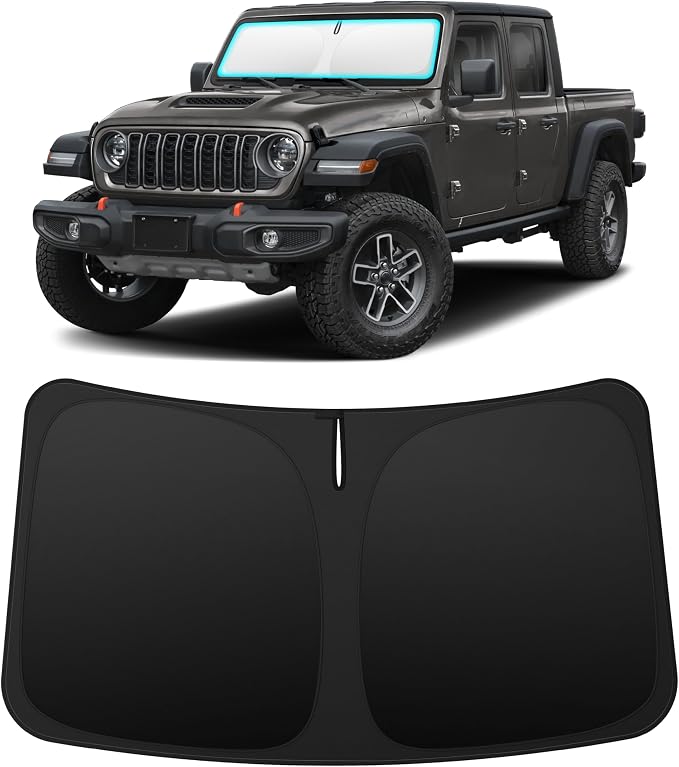 INSAUTO Custom Fit Windshield Sun Shade for Jeep Gladiator 2020-2026 | Foldable Front Window Sunshade Car Accessories, UV & Heat Reflector, Keeps Interior Cool, Includes Storage Bag by INSAUTO