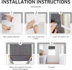 NICETOWN Grey Magnetic Blackout No Drill French Door Curtain for Window | Thermal Insulated Short Curtain Blinds, Tie Up Roman Shade, Front Sidelight Curtains for Window Glass 24" W x 48" L, 1 Panel - Image 4