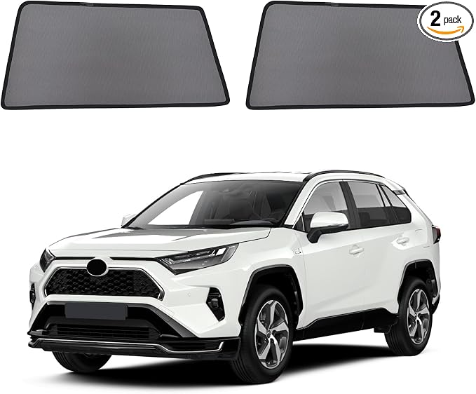 RAV4 Window Shades 2019-2024, Rear Side Mesh, 2PCS | Custom Fit Window Shades, Breathable Mesh Blocks UV Rays, Reduces Heat & Glare, Creates Comfort for Babies & Rear Passengers by KOCZIL