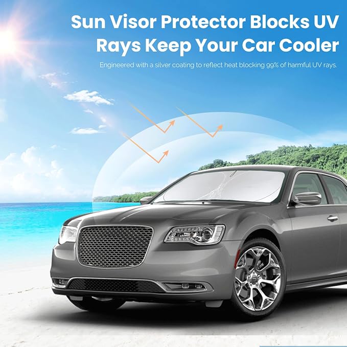 Windshield Sun Shade for Chrysler 300 300C 2011-2023 2024 2025 Sun Visor | Foldable Front Window Shield Cover Sun Protector Car Accessories Block UV Rays Heat - Image 5