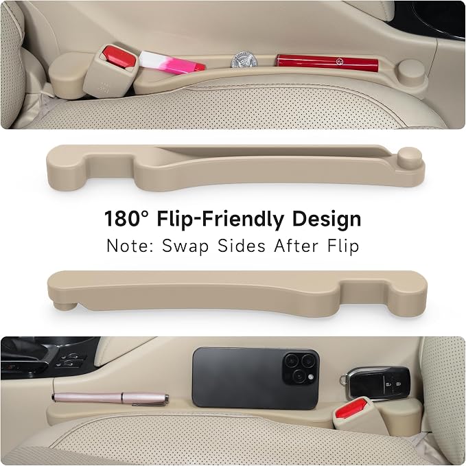 Givifive Car Seat Gap Filler Organizer 2Pack Soft Foam 3IN1 Multifunctional | Seat Side Gap Filler Strip with Slot & Hook Universal Fit Car SUV Truck Fill The Gap Between Seat & Console (Standard Beige) - Image 7