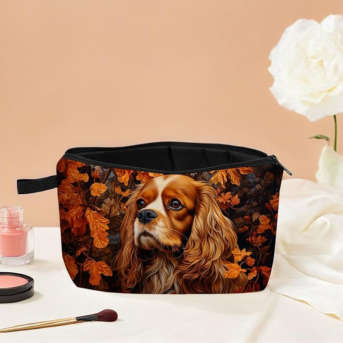 Cavalier King Charles Spaniel Makeup Bag for Women Travel Cosmetic Organizer Bag Teacher Appreciation Gifts Small Zipper Toiletry Bag - Image 4