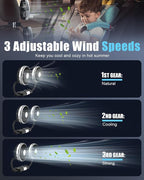 Hayousui USB Dual Head Car Fan for Backseat Kids,Separated Controlled | 3 Speeds,DC 5V/2A,LED Light,360°Rotatable,Dual Rearseat Fan for Honda/Civic/Ford/Toyota/Wranger/Sahara/Grand/Cherokee - Image 6