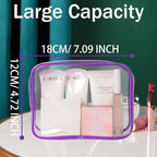 12 Pack Clear Makeup Bag, TSA Approved Toiletry Bag Zippered Clear Cosmetic Pouch, Waterproof Vinyl Plastic Organizer Case for Travel Vacation Bathroom (Purple) - Image 2