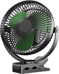 Clip on Fan, Rechargeable Portable Fan, 8 Inch Small Desk Fan - 10000mAh Battery Powered Fan with 4 Speed, 360° Rotation Personal Fan Suitable for Golf Cart, Bedroom, Travel and Camping (Green) by Dorobeen