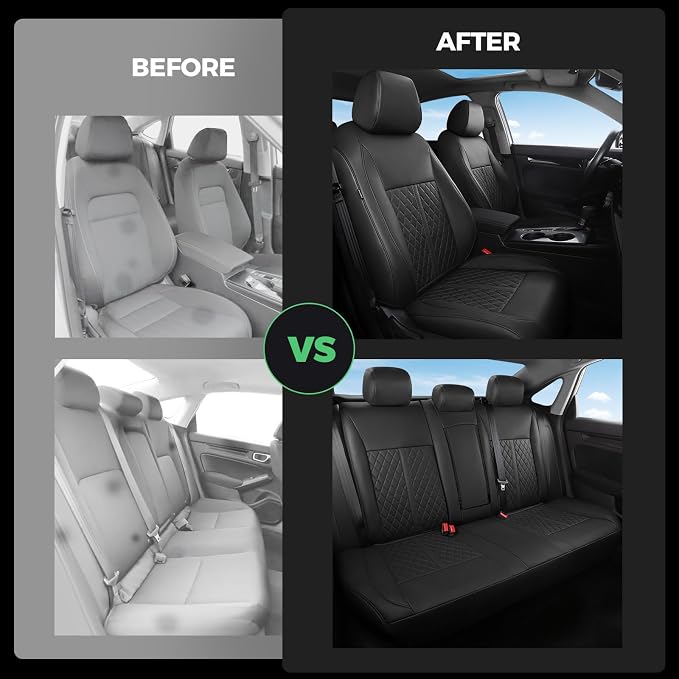 RIDEPOSH Custom Fit Seat Covers for Honda Civic 2022-2026 | Hatchback EX-L Sport Touring, Faux Leather, 60/40 Split Rear, Rear Armrest, Waterproof, Airbag Compatible, Easy-to-clean - Image 6