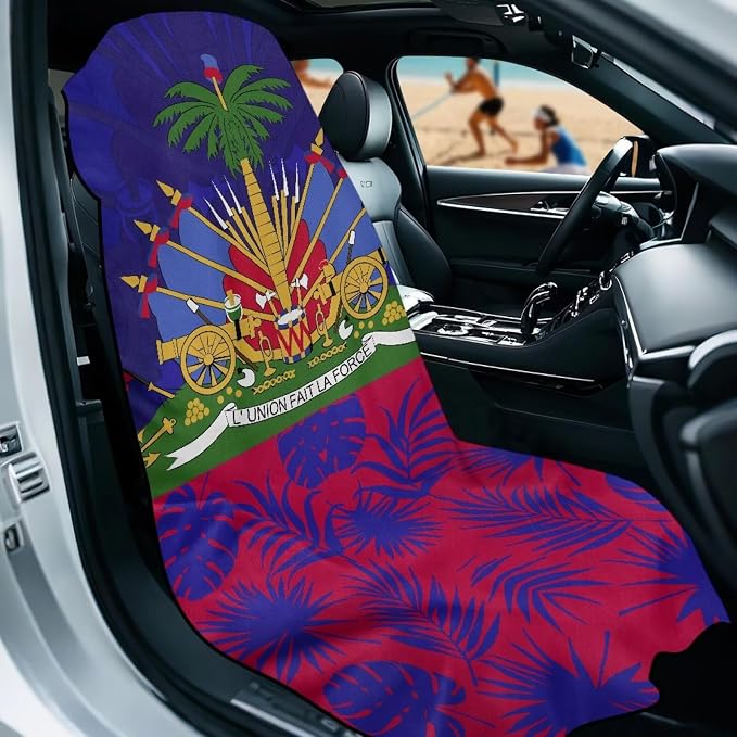 SEANATIVE Flag of Haiti Car Cushion Towels Auto Seat Protectors - Absorber Towel for Car Wash Car Seat Covers, Post-Workout & Dog Owners (33.1" x 60.67") - Image 2