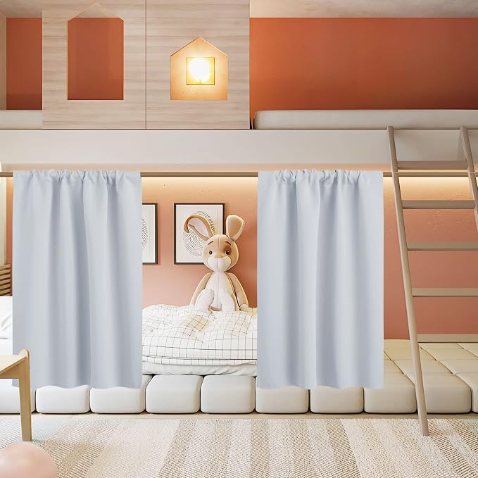 RYB HOME Half Curtain Tiers 36 inch Length, Rod Pocket | Short Blackout Curtains for Small Window,Thermal Insulated,Privacy ,Energy Efficient,W34 x L36,Greyish White,2 Panels by RYBHOME